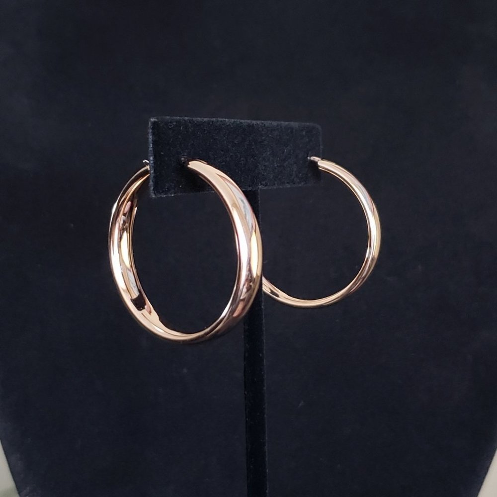 Sterling Silver Rose Gold-Plated High Polish 6mm Half Round Tube Earrings